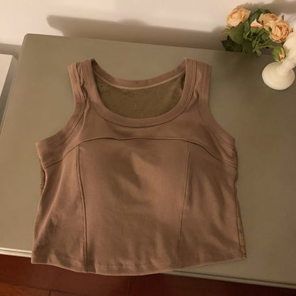 Padded Scoop-Neck Lace Tank