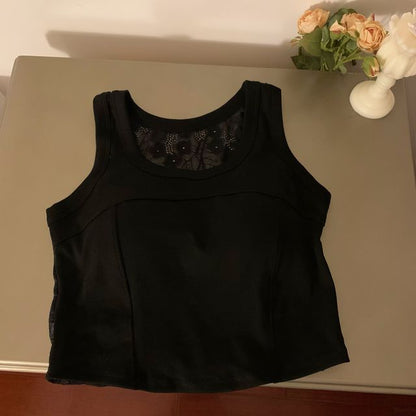 Padded Scoop-Neck Lace Tank