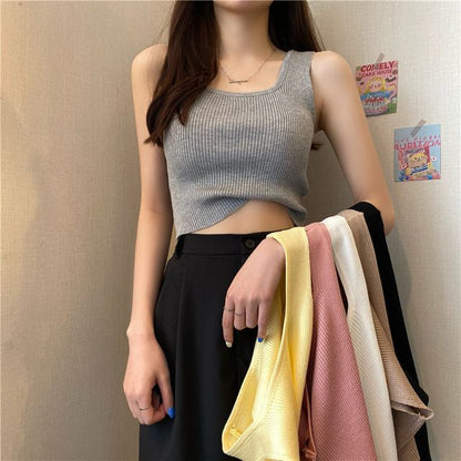 Square Neck Plain Tank Top