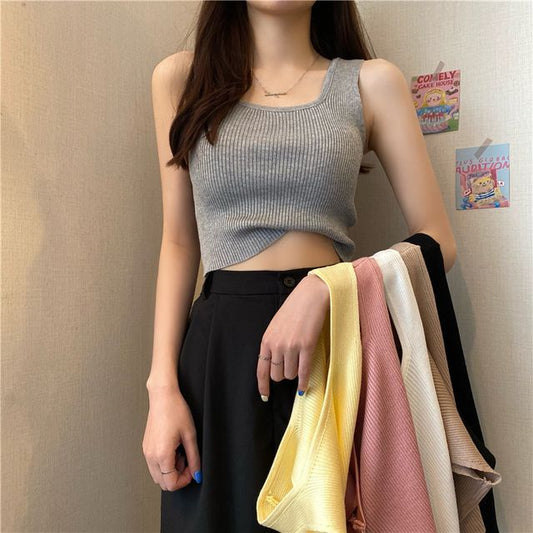 Square Neck Plain Tank Top