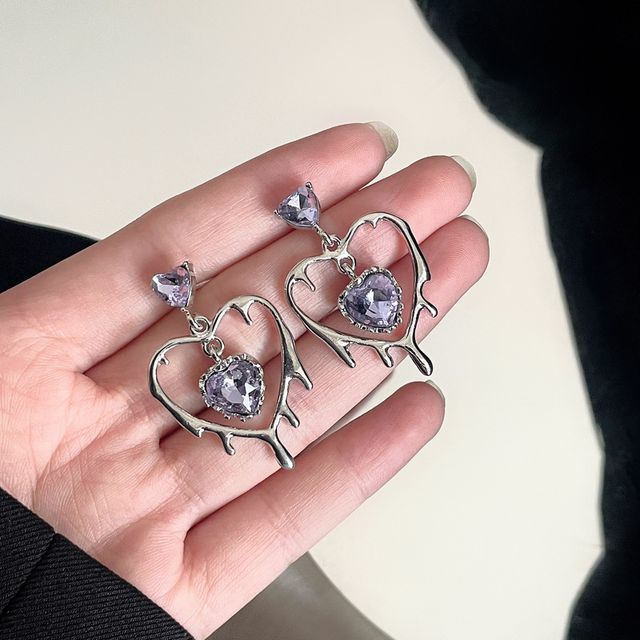 Rhinestone Heart Drop Earring