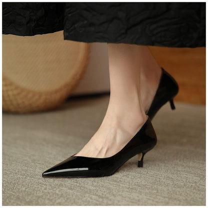 Patent Kitten Heel Pointed Pumps