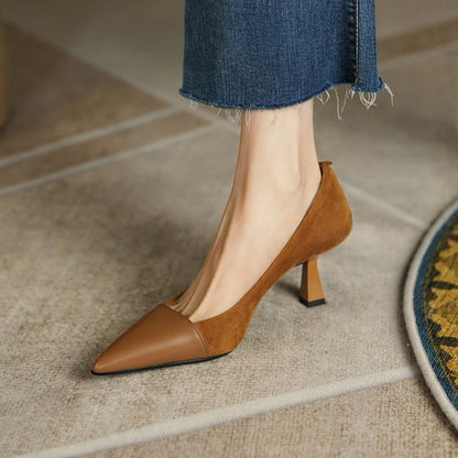 Faux Suede Kitten Heel Pointed Pumps