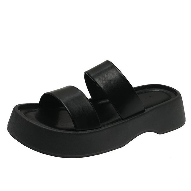 Platform Plain Slide Sandals