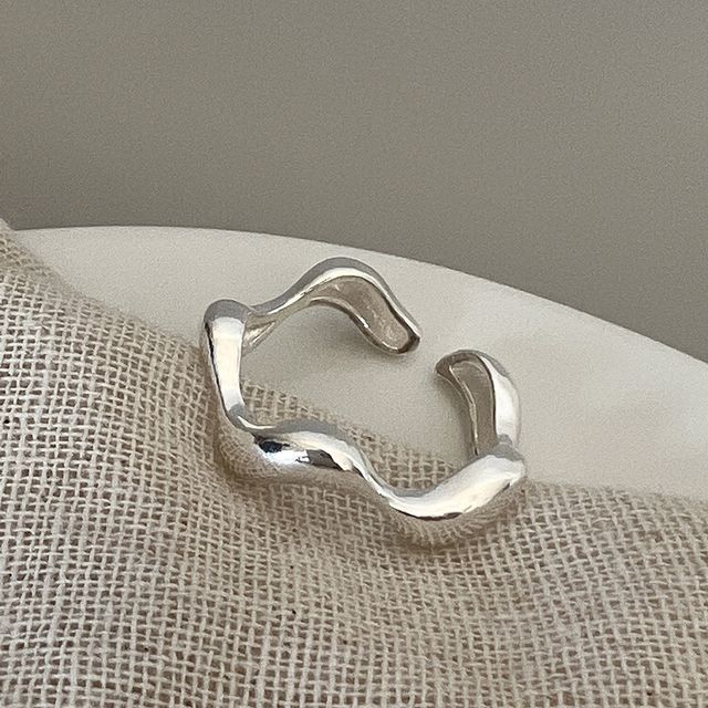 Faux Pearl / Wavy Alloy Open Ring