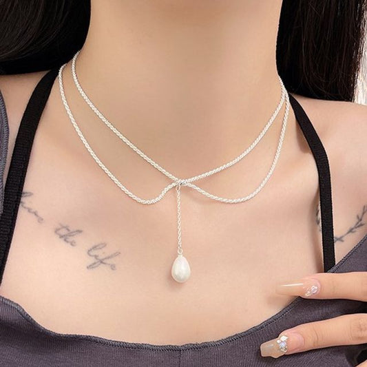 Lariat Faux Pearl Necklace