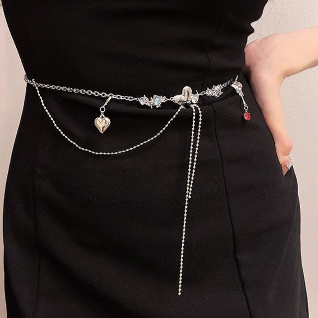 Alloy Chain Belt Heart Waist Moonstone