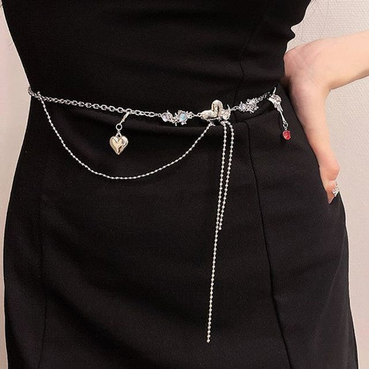 Alloy Chain Belt Heart Waist Moonstone