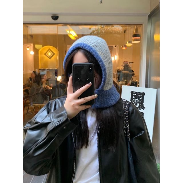 Contrast Trim Knit Balaclava