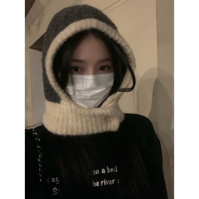 Contrast Trim Knit Balaclava