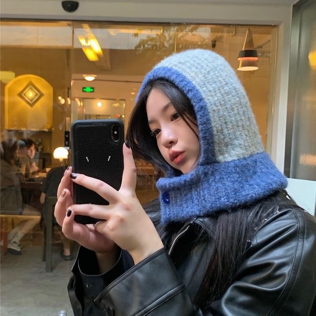 Contrast Trim Knit Balaclava