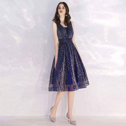 Sleeveless Star Sequin A-Line Cocktail Dress