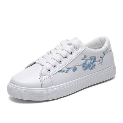 Floral Embroidered Lace-Up Sneakers