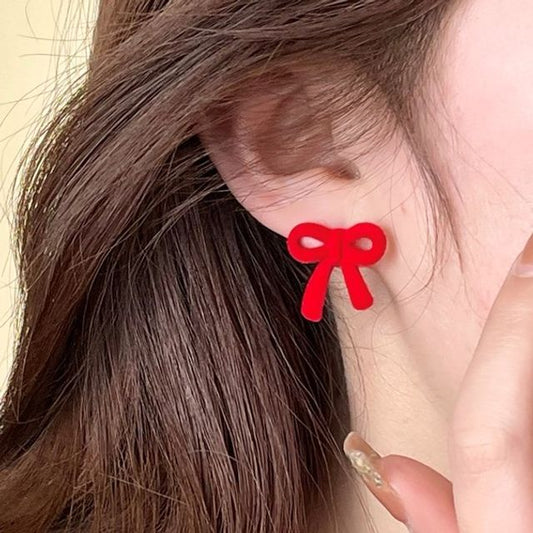 Flocking Bow Stud Earring