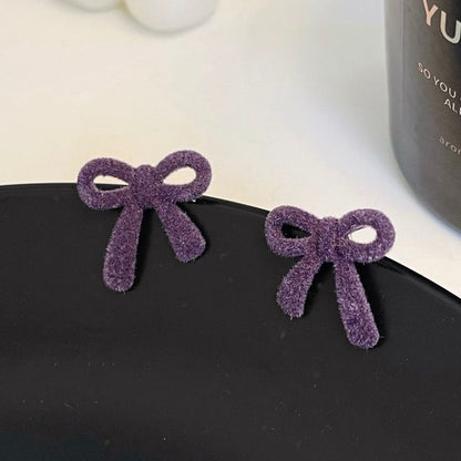 Flocking Bow Stud Earring
