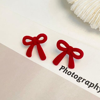 Flocking Bow Stud Earring