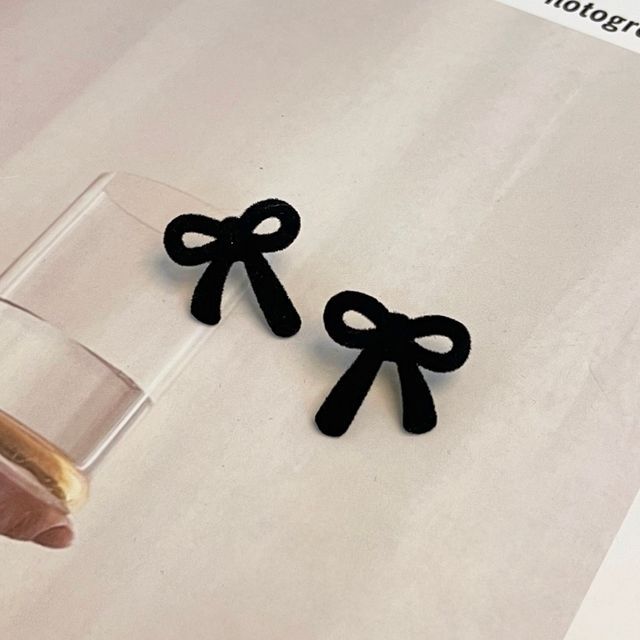 Flocking Bow Stud Earring
