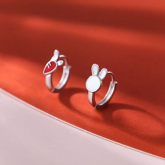 Asymmetrical Rabbit Carrot Hoop Earring