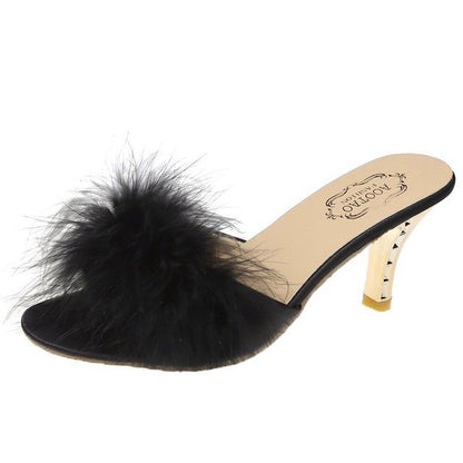 Heel Sandals Slide Feather High