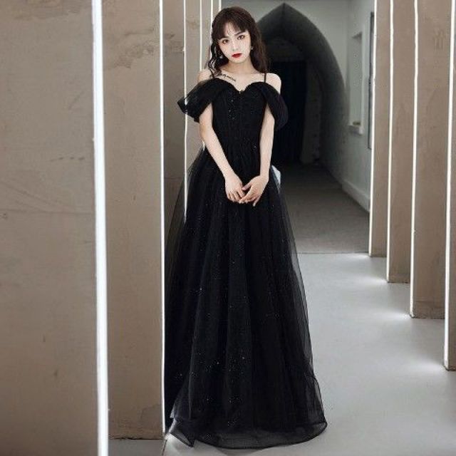 Plain Spaghetti A-Line Panel Strap Evening Gown Mesh