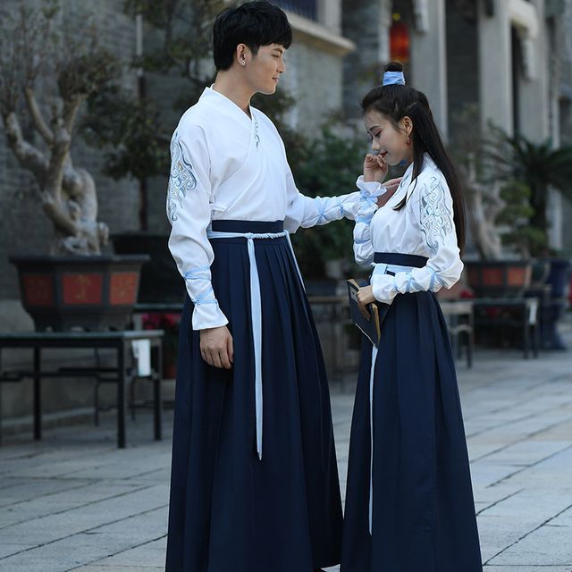 Couple Matching Embroidered Hanfu Costume / Set