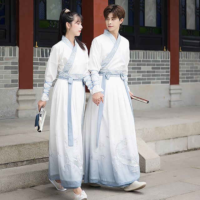 Couple Matching Dragon Embroidered Hanfu Costume / Set