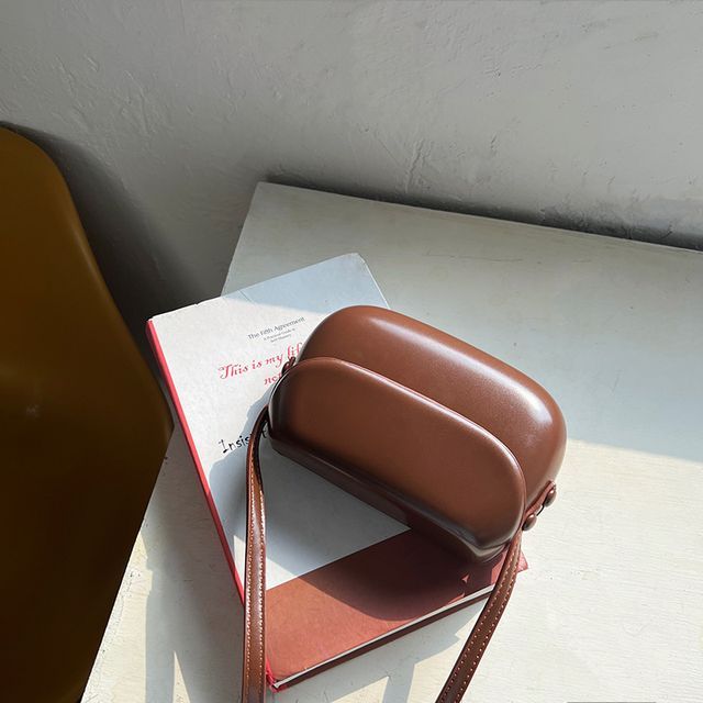 Faux Leather Buckled Flap Crossbody Bag