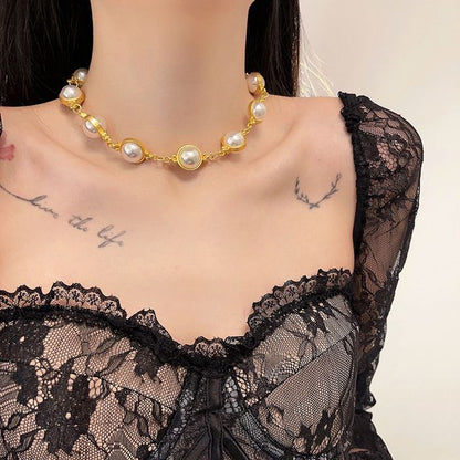 Faux Pearl Alloy Bracelet / Dangle Earring / Necklace