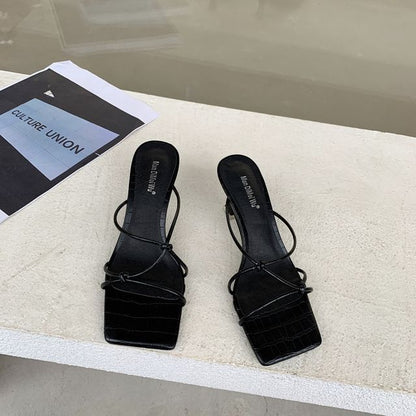Strappy High Heel Slide Sandals