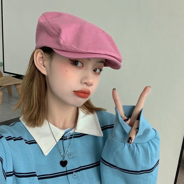 Lettering Embroidered Flat Cap