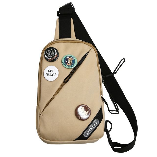 Lettering Applique Nylon Sling Bag / Badge / Bag Charm / Set