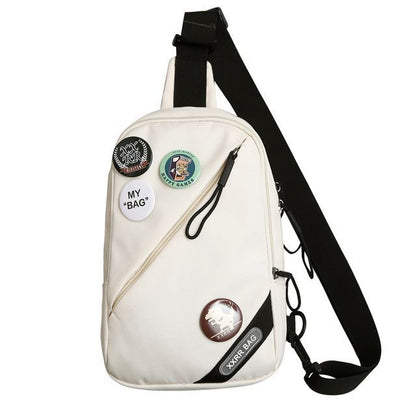 Lettering Applique Nylon Sling Bag / Badge / Bag Charm / Set