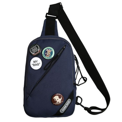 Lettering Applique Nylon Sling Bag / Badge / Bag Charm / Set