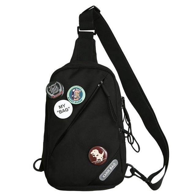 Lettering Applique Nylon Sling Bag / Badge / Bag Charm / Set