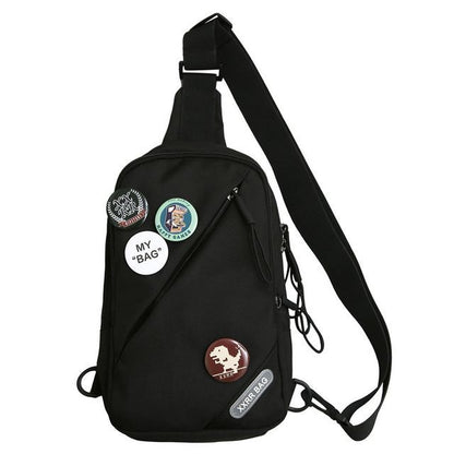 Lettering Applique Nylon Sling Bag / Badge / Bag Charm / Set