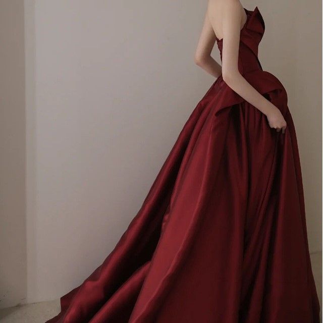 Asymmetrical Strapless Ball Gown A-Line Plain