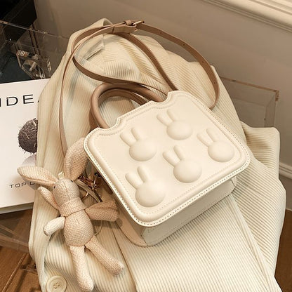 Top Faux Bag Handle Leather Crossbody Rabbit