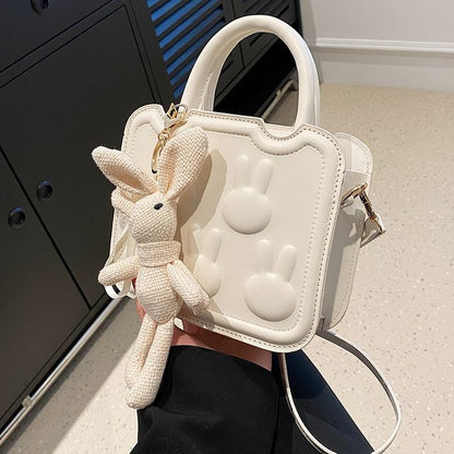 Top Faux Bag Handle Leather Crossbody Rabbit