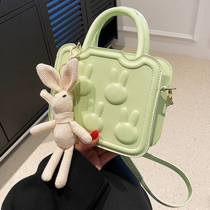 Top Faux Bag Handle Leather Crossbody Rabbit