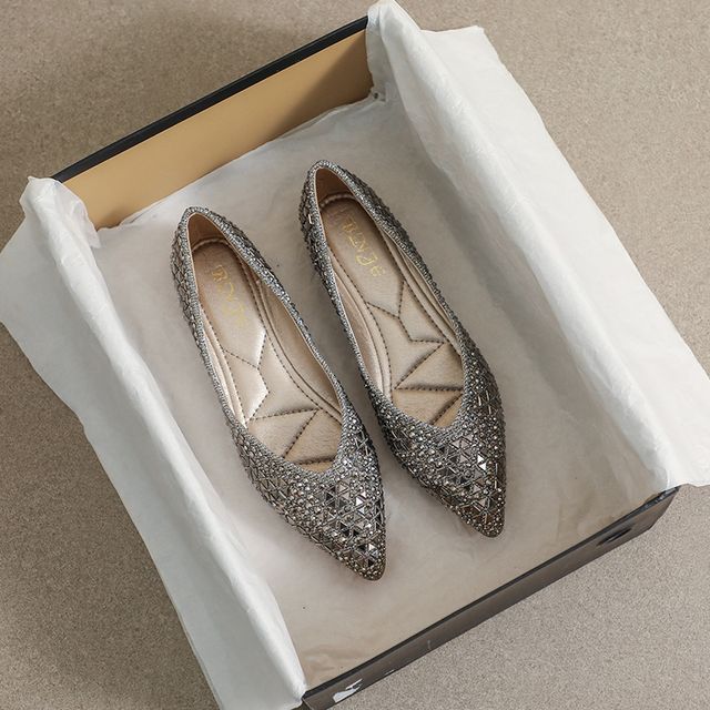 Rhinestone Pointed Flats