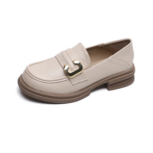 Faux Leather Round Toe Loafers