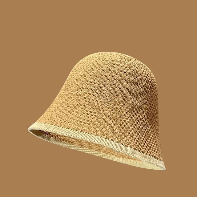 Plain Contrast Trim Knit Bucket Hat