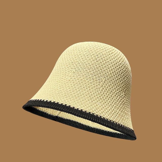 Plain Contrast Trim Knit Bucket Hat