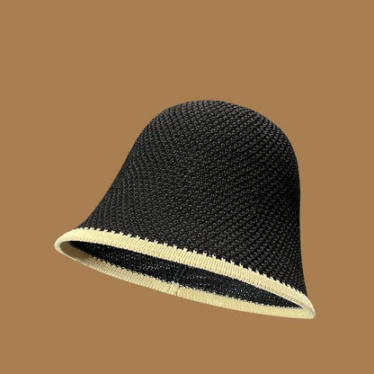 Plain Contrast Trim Knit Bucket Hat