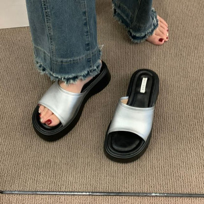 Platform Wedge Heel Slide Sandals