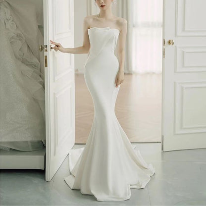 Wedding Gown Mermaid Satin Tube Plain