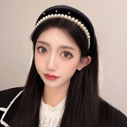 Headband Pearl Velvet Faux