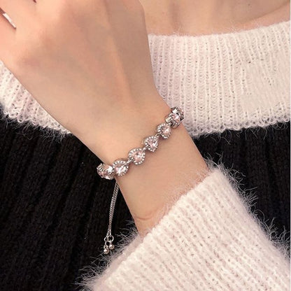 Bracelet Heart Rhinestone Alloy