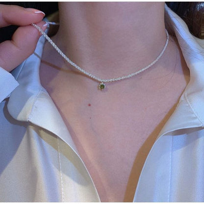 Rhinestone Pendant Alloy Choker