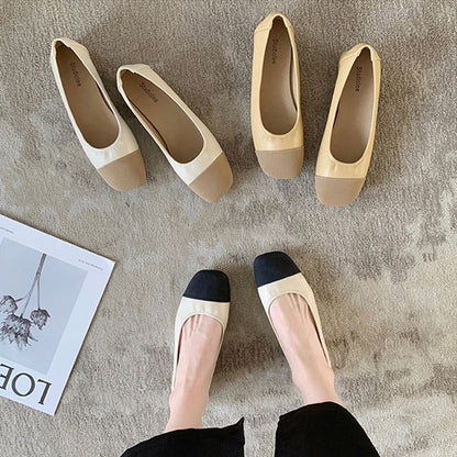 Square-Toe Two-Tone Flats